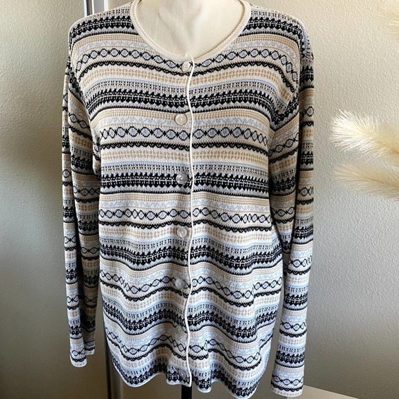 Talbots | Vintage Geo Pattern Cardigan Knitted Sweater | Size: Medium - Picture 3 of 8